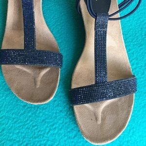 Style & Co Mulan 2 Blue Shimmer Wedge Sandal 6.5